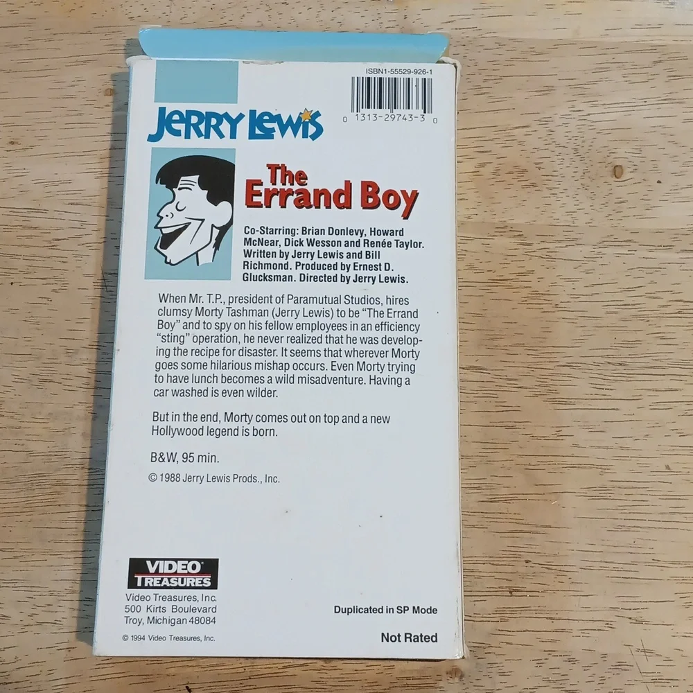 2/$8 Jerry Lewis The Errand Boy VHS